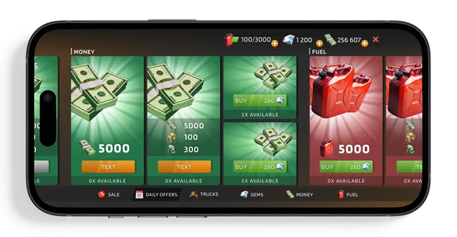 Live screen - money and fuel shop