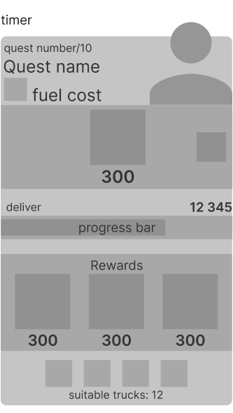 High-fidelity quest card - layout and type set, before final art