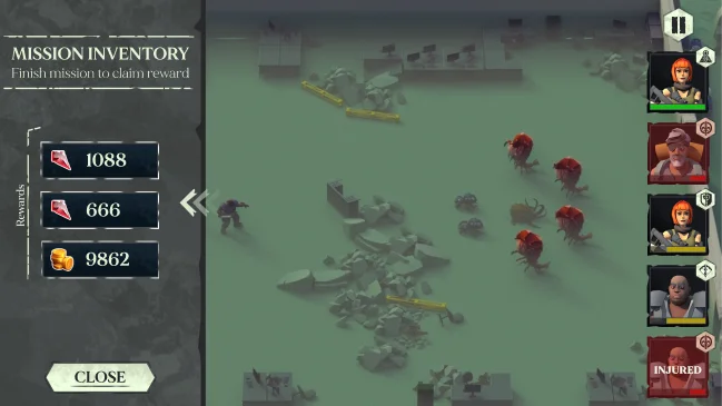 Mission inventory screen - later iteration with reworked reward panel