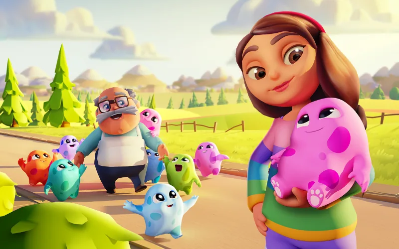 Sweet Farm — candy-coloured farm game UI
