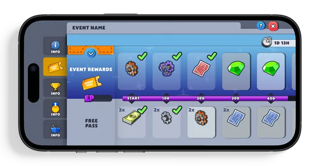 Event Pass overview - free and premium reward tracks side by side