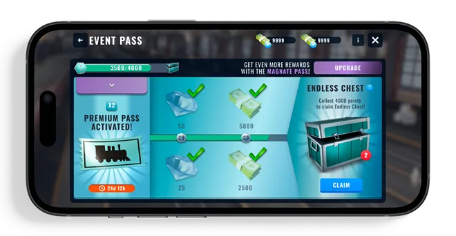 Event Pass screen with the Endless chest panel