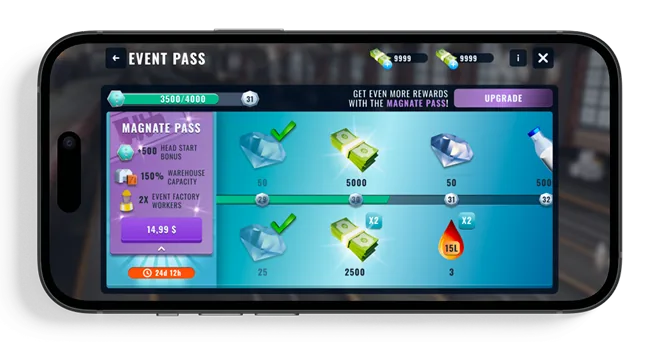 Event Pass screen with the Magnate Pass overview panel